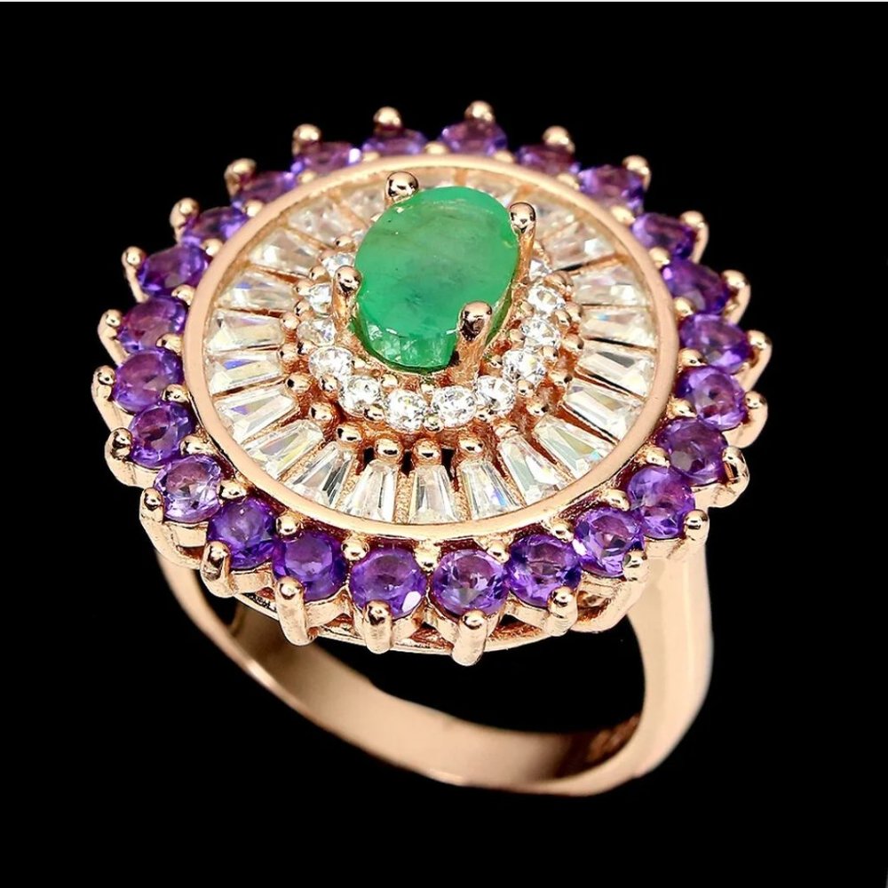 Statement Emerald Ring, Estate Gemstone Ring, Coc… - image 2
